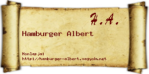 Hamburger Albert névjegykártya